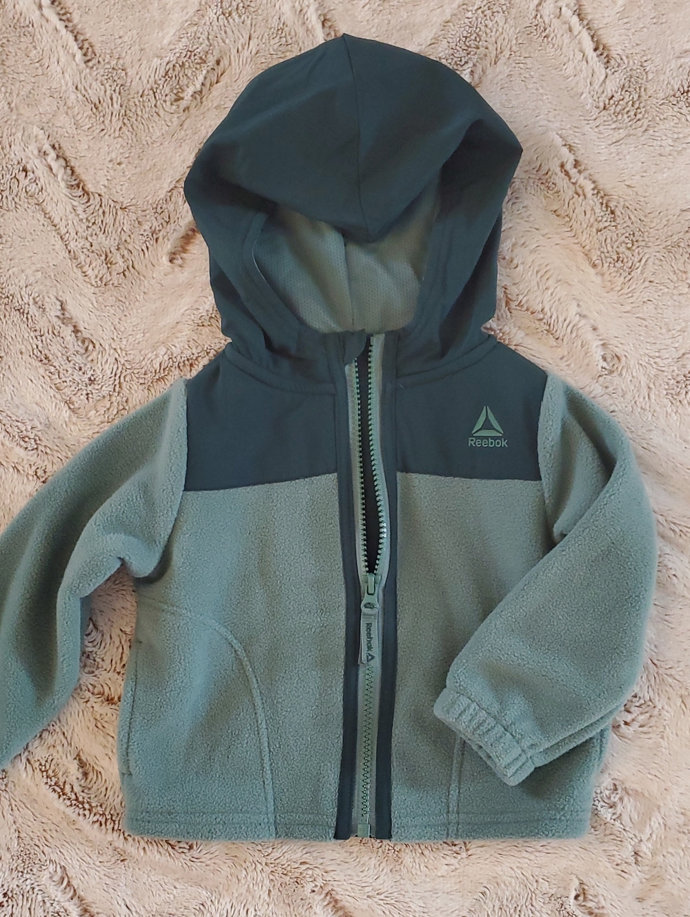 Reebok Kids Two-Tone Green Hooded Fleece Jacket